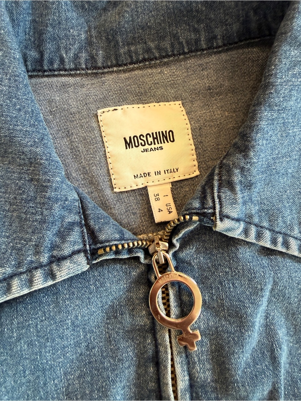 Moschino Blue Denim Zip-Front Jacket Vintage - Picture 5 of 12